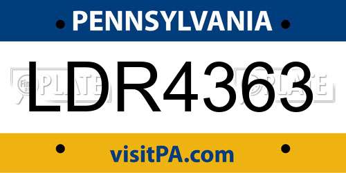 LDR4363 Pennsylvania License Plate