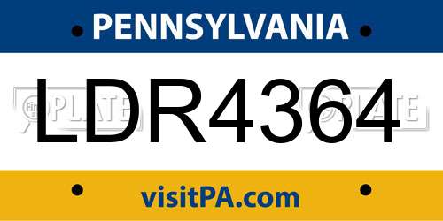 LDR4364 Pennsylvania License Plate