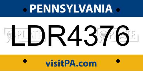 LDR4376 Pennsylvania License Plate