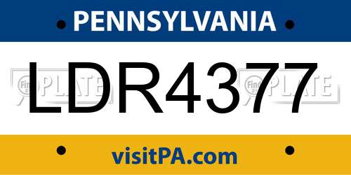 LDR4377 Pennsylvania License Plate