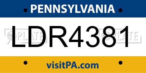 LDR4381 Pennsylvania License Plate