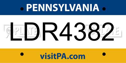 LDR4382 Pennsylvania License Plate