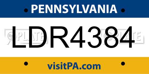 LDR4384 Pennsylvania License Plate