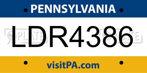 LDR4386 Pennsylvania License Plate