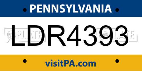 LDR4393 Pennsylvania License Plate
