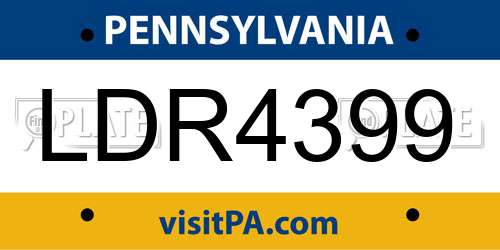 LDR4399 Pennsylvania License Plate
