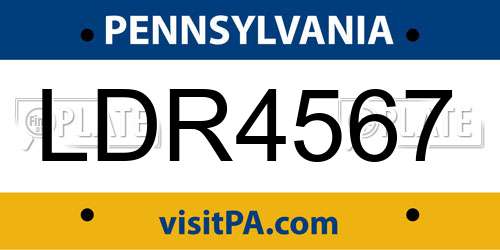 LDR4567 Pennsylvania License Plate