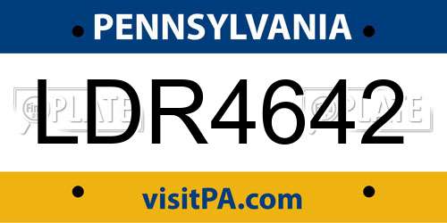LDR4642 Pennsylvania License Plate