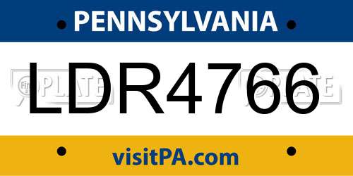 LDR4766 Pennsylvania License Plate