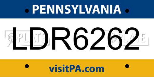LDR6262 Pennsylvania License Plate