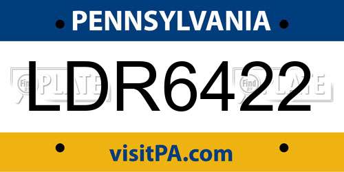 LDR6422 Pennsylvania License Plate