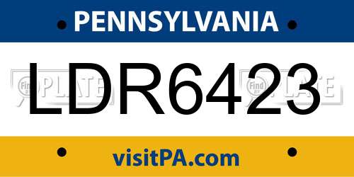 LDR6423 Pennsylvania License Plate