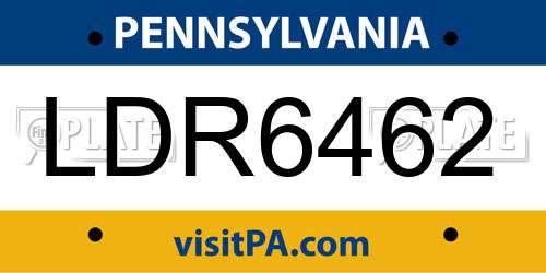 LDR6462 Pennsylvania License Plate