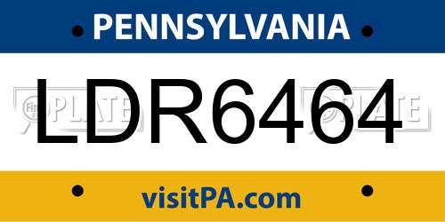 LDR6464 Pennsylvania License Plate