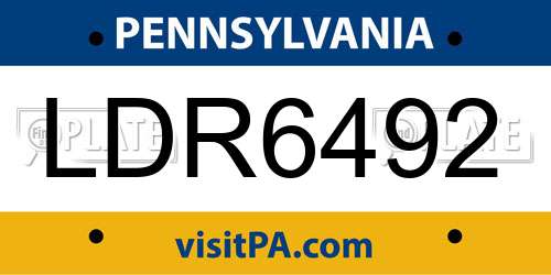 LDR6492 Pennsylvania License Plate