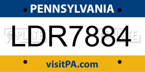 LDR7884 Pennsylvania License Plate