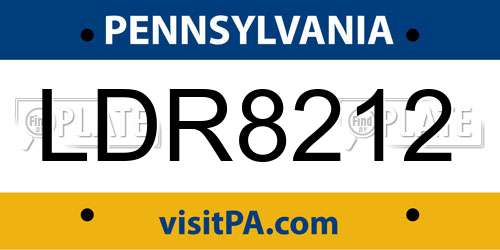LDR8212 Pennsylvania License Plate