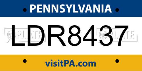 LDR8437 Pennsylvania License Plate