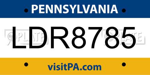 LDR8785 Pennsylvania License Plate