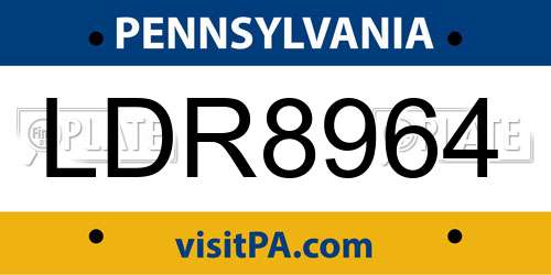 LDR8964 Pennsylvania License Plate