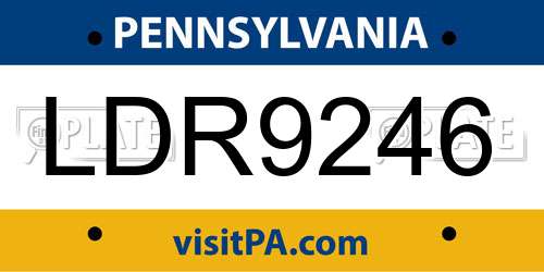 LDR9246 Pennsylvania License Plate