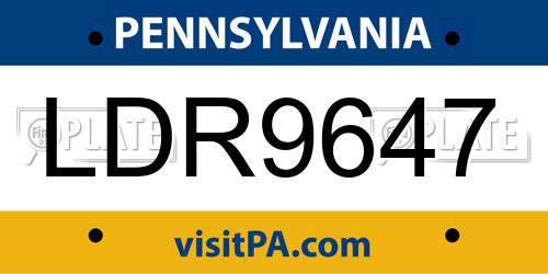 LDR9647 Pennsylvania License Plate