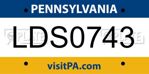 LDS0743 Pennsylvania License Plate