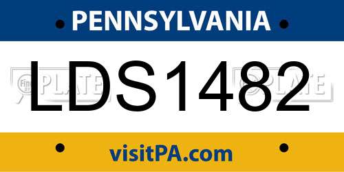 LDS1482 Pennsylvania License Plate