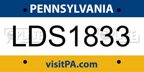 LDS1833 Pennsylvania License Plate