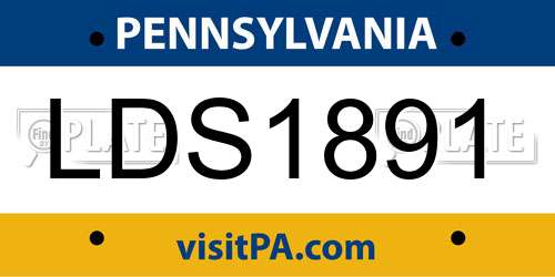 LDS1891 Pennsylvania License Plate