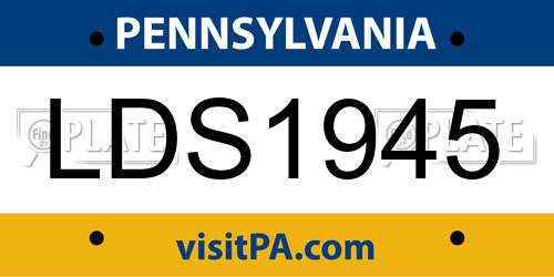 LDS1945 Pennsylvania License Plate