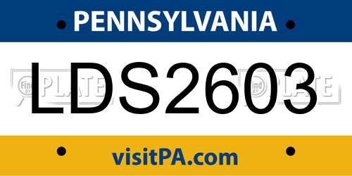 LDS2603 Pennsylvania License Plate