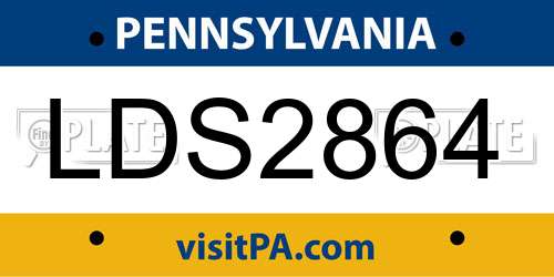 LDS2864 Pennsylvania License Plate