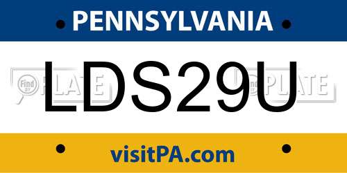 LDS29U Pennsylvania License Plate