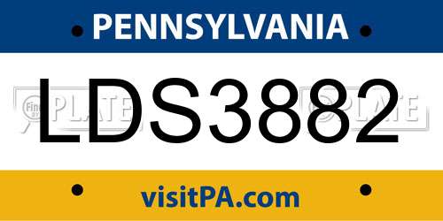 LDS3882 Pennsylvania License Plate