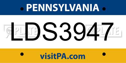 LDS3947 Pennsylvania License Plate
