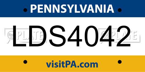 LDS4042 Pennsylvania License Plate