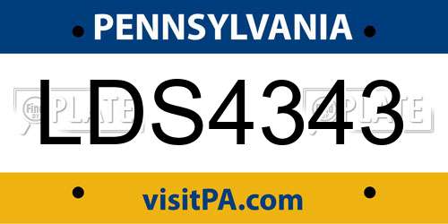 LDS4343 Pennsylvania License Plate