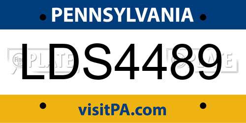 LDS4489 Pennsylvania License Plate