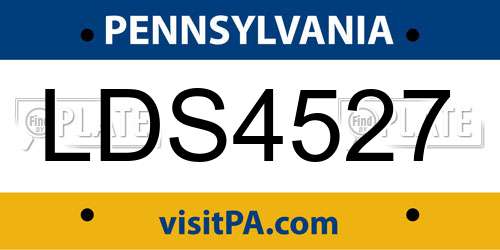 LDS4527 Pennsylvania License Plate