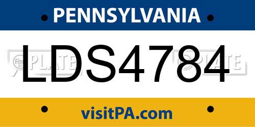 LDS4784 Pennsylvania License Plate