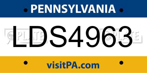 LDS4963 Pennsylvania License Plate