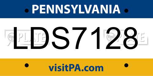 LDS7128 Pennsylvania License Plate
