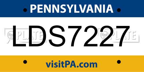LDS7227 Pennsylvania License Plate