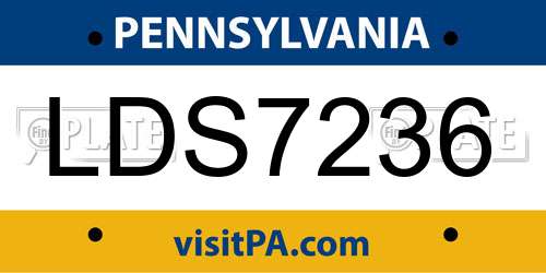 LDS7236 Pennsylvania License Plate