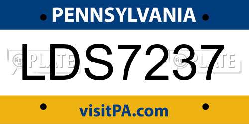 LDS7237 Pennsylvania License Plate