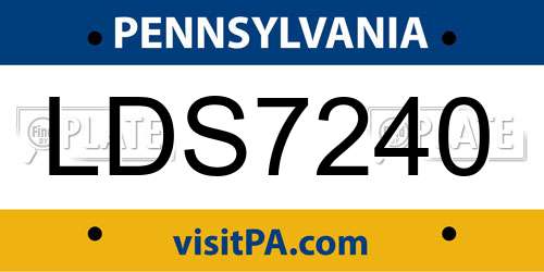LDS7240 Pennsylvania License Plate