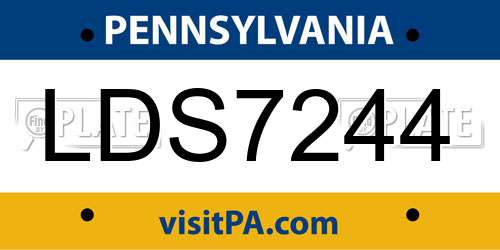 LDS7244 Pennsylvania License Plate