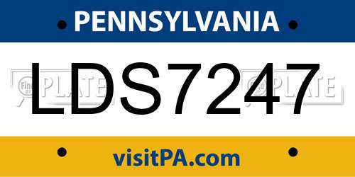 LDS7247 Pennsylvania License Plate