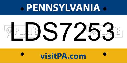 LDS7253 Pennsylvania License Plate